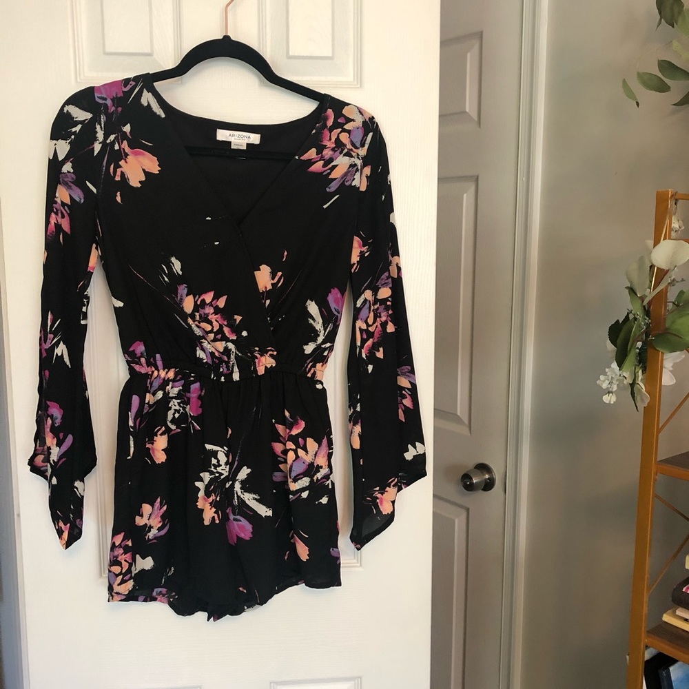 Black and Floral Romper